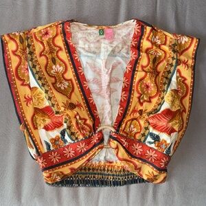 FARM Rio Samba Floral Yellow Crop Top